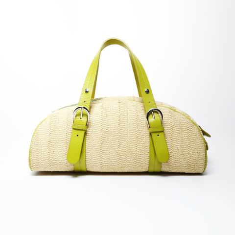 Christian Dior Raffia basket bag Boston flower Galliano period Handbag multicolor WS25060