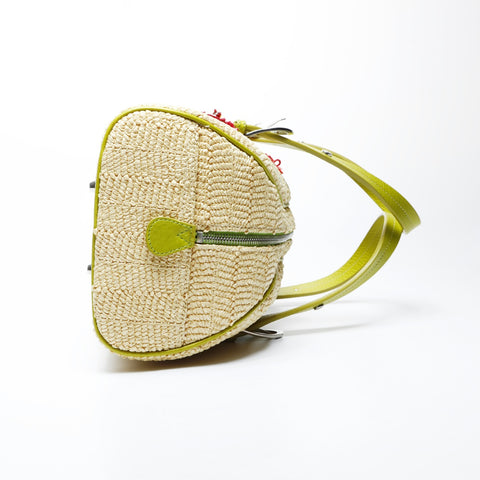Christian Dior Raffia basket bag Boston flower Galliano period Handbag multicolor WS25060