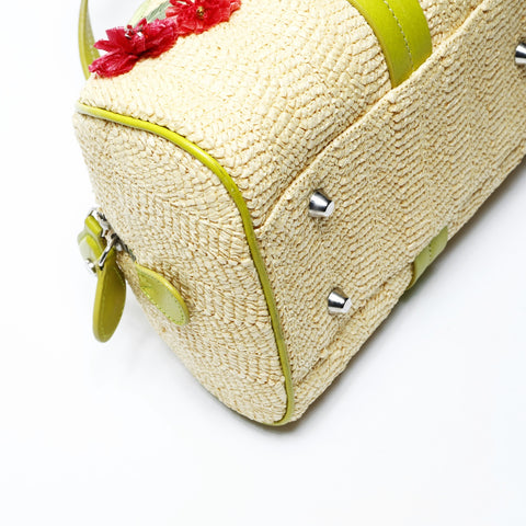 Christian Dior Raffia basket bag Boston flower Galliano period Handbag multicolor WS25060