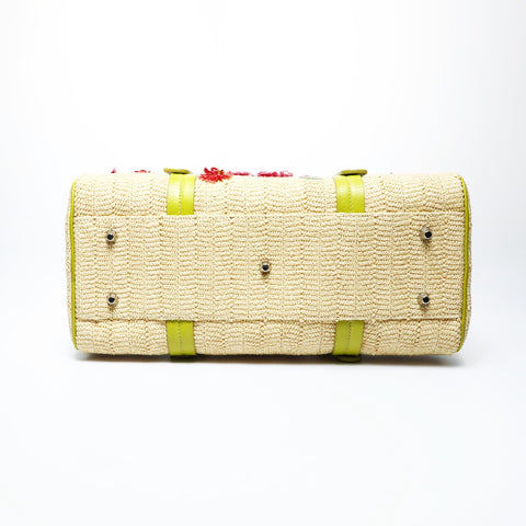 Christian Dior Raffia basket bag Boston flower Galliano period Handbag multicolor WS25060
