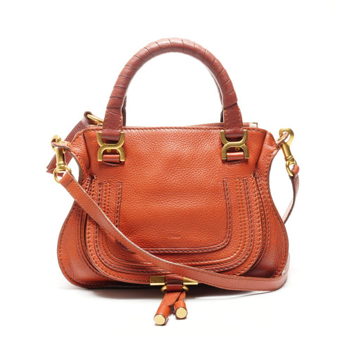 Chloe Marcy Small Double Carry Leather 2-Way Shoulder Bag Orange WS25063