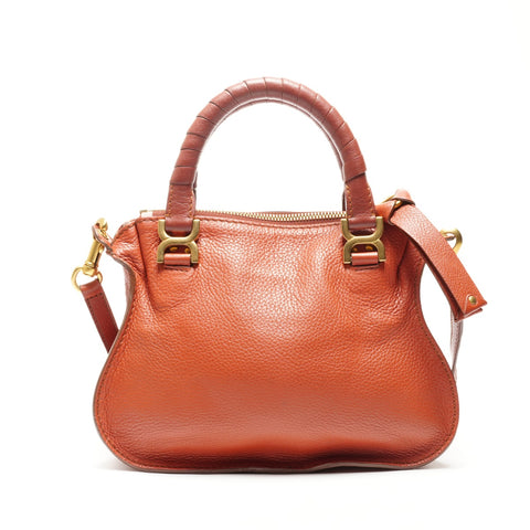 Chloe Marcy Small Double Carry Leather 2-Way Shoulder Bag Orange WS25063