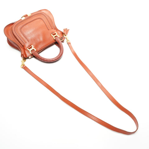 Chloe Marcy Small Double Carry Leather 2-Way Shoulder Bag Orange WS25063