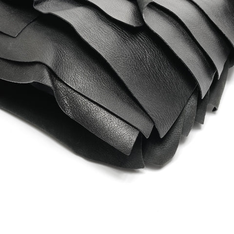 YVES SAINT LAURENT Leather frill Shoulder Bag black WS25067