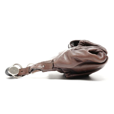 YVES SAINT LAURENT Leather Mombasa One Belt Shoulder Bag Brown WS25069