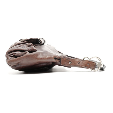 YVES SAINT LAURENT Leather Mombasa One Belt Shoulder Bag Brown WS25069