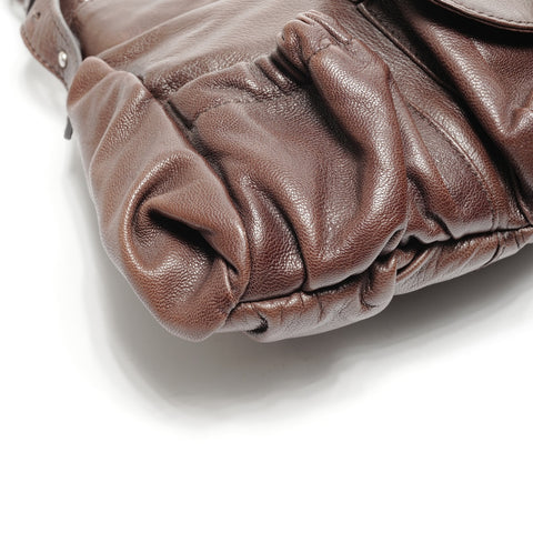 YVES SAINT LAURENT Leather Mombasa One Belt Shoulder Bag Brown WS25069