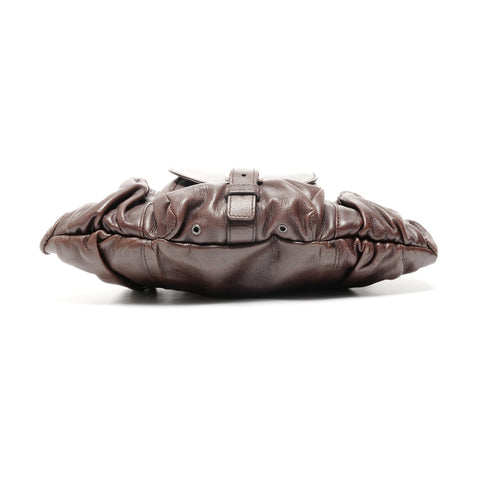 YVES SAINT LAURENT Leather Mombasa One Belt Shoulder Bag Brown WS25069