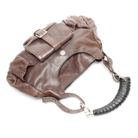 YVES SAINT LAURENT Leather Mombasa One Belt Shoulder Bag Brown WS25069