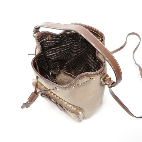 PRADA Jacquard logo drawstring bag Shoulder Bag beige WS25072