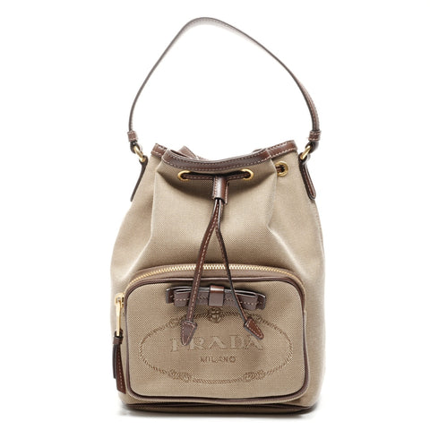 PRADA Jacquard logo drawstring bag Shoulder Bag beige WS25072