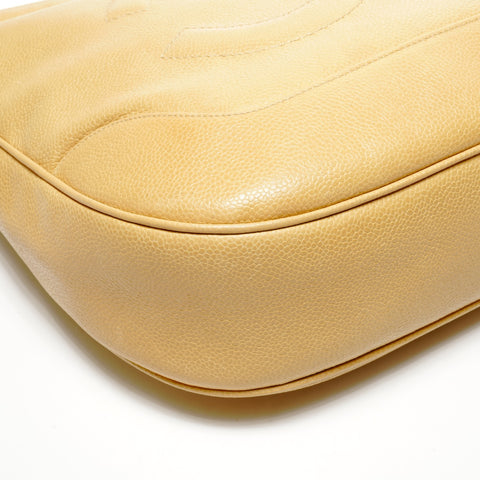 CHANEL 1st Series 1989-1991 Caviar Skin COCO Mark One Belt Shoulder Bag beige WS25073