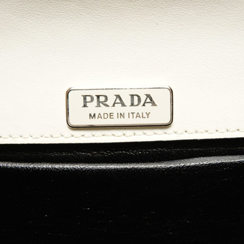 PRADA Cahier Leather Shoulder Bag Black White WS25077