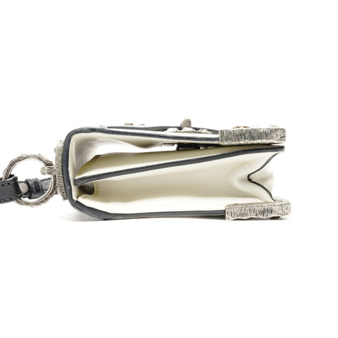 PRADA Cahier Leather Shoulder Bag Black White WS25077