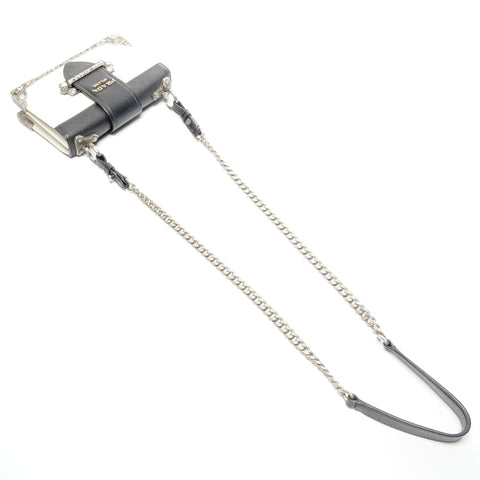 PRADA Cahier Leather Shoulder Bag Black White WS25077