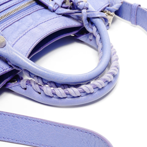 BALENCIAGA Mini Giant City 2way Silver Metal Handbag purple WS25079