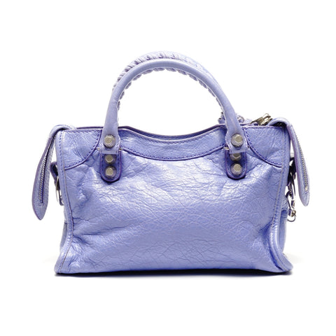 BALENCIAGA Mini Giant City 2way Silver Metal Handbag purple WS25079