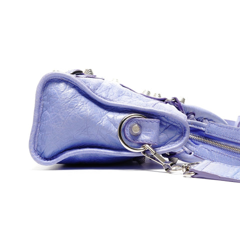 BALENCIAGA Mini Giant City 2way Silver Metal Handbag purple WS25079