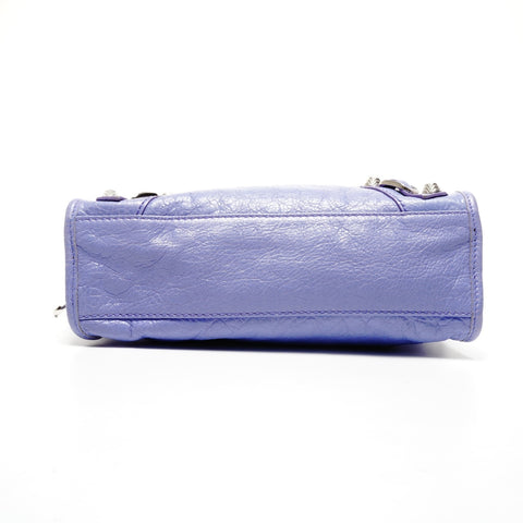 BALENCIAGA Mini Giant City 2way Silver Metal Handbag purple WS25079