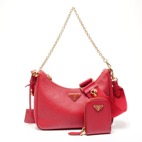 PRADA Re-Edition 2005 Saffiano Leather Shoulder Bag Red WS25080