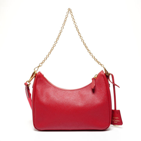PRADA Re-Edition 2005 Saffiano Leather Shoulder Bag Red WS25080