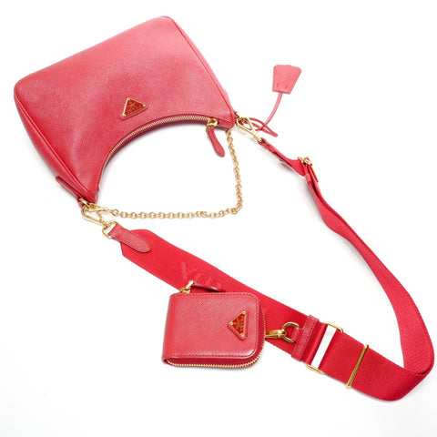 PRADA Re-Edition 2005 Saffiano Leather Shoulder Bag Red WS25080