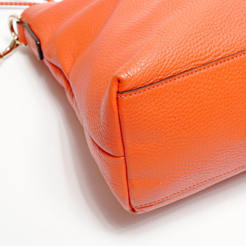 GUCCI Leather Bamboo Tassel Shoulder Bag Orange WS25081