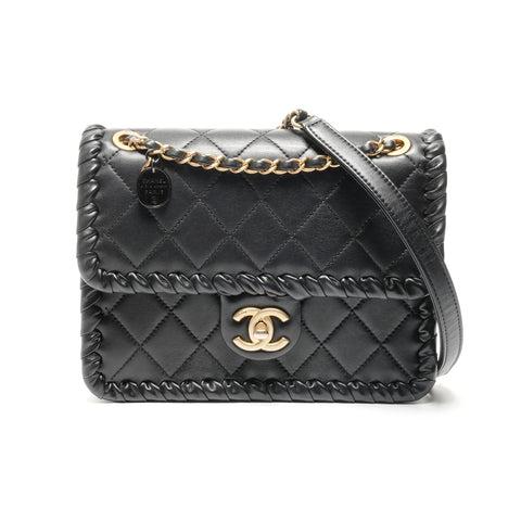 CHANEL Matelasse COCO Mark Double Chain Mini Shoulder Bag black WS25087
