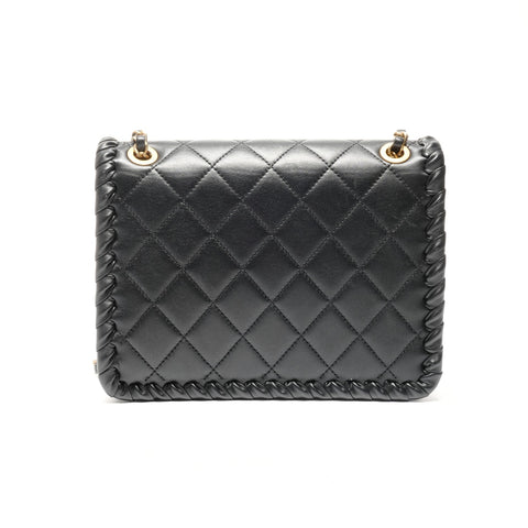 CHANEL Matelasse COCO Mark Double Chain Mini Shoulder Bag black WS25087