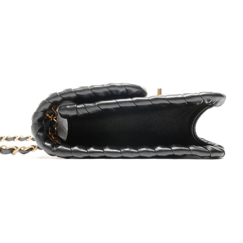 CHANEL Matelasse COCO Mark Double Chain Mini Shoulder Bag black WS25087