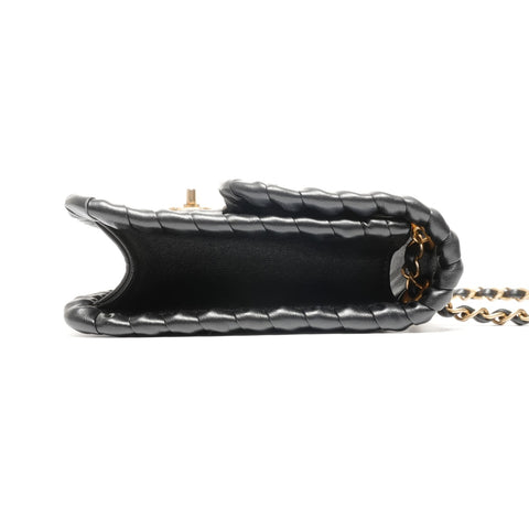 CHANEL Matelasse COCO Mark Double Chain Mini Shoulder Bag black WS25087