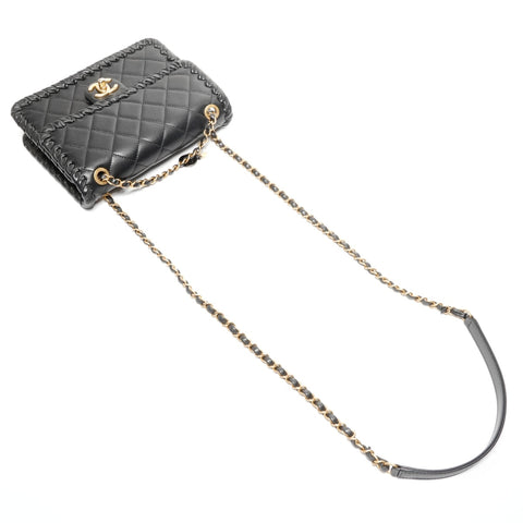 CHANEL Matelasse COCO Mark Double Chain Mini Shoulder Bag black WS25087
