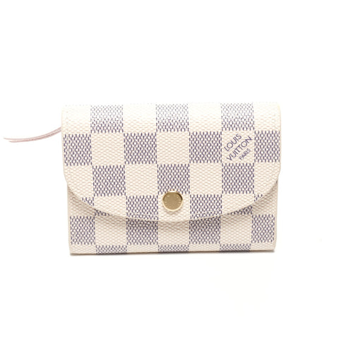 LOUIS VUITTON 2020-2025 Porte Monnaie Rose Ballerine Damier Azur Bifold Wallet white WS25090