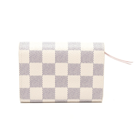 LOUIS VUITTON 2020-2025 Porte Monnaie Rose Ballerine Damier Azur Bifold Wallet white WS25090