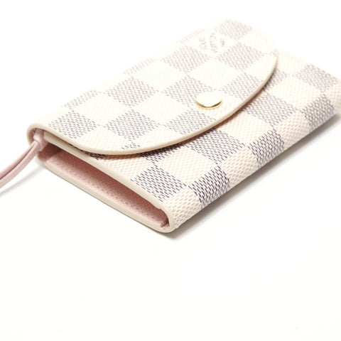 LOUIS VUITTON 2020-2025 Porte Monnaie Rose Ballerine Damier Azur Bifold Wallet white WS25090