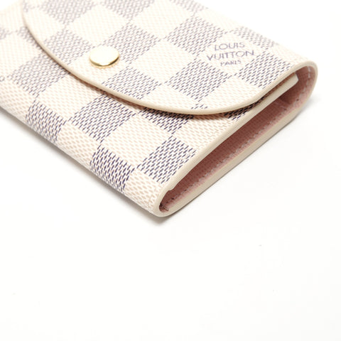 LOUIS VUITTON 2020-2025 Porte Monnaie Rose Ballerine Damier Azur Bifold Wallet white WS25090