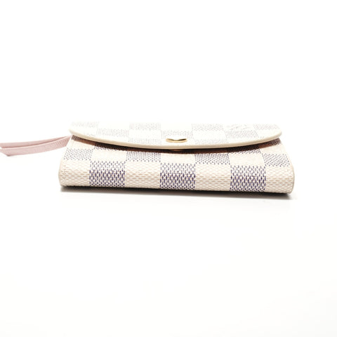 LOUIS VUITTON 2020-2025 Porte Monnaie Rose Ballerine Damier Azur Bifold Wallet white WS25090