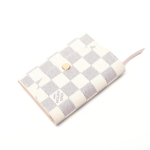 LOUIS VUITTON 2020-2025 Porte Monnaie Rose Ballerine Damier Azur Bifold Wallet white WS25090