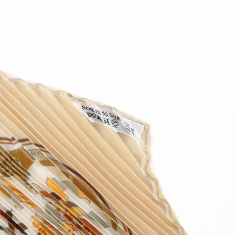HERMES Pleated Silk Carr scarf beige WS25092