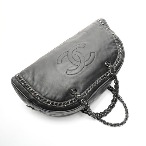 CHANEL 10 Series 2005-2006 Luxury Chain Shoulder Bag Boston bag black WS25094