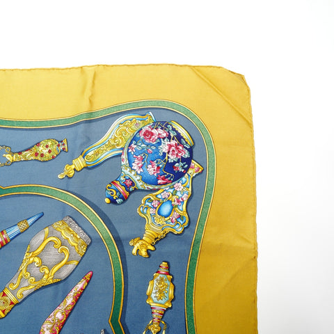 HERMES Silk Carre 90 Qu Importe le Flacon Perfume Bottle scarf yellow WS25096