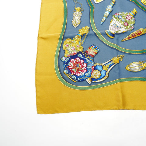 HERMES Silk Carre 90 Qu Importe le Flacon Perfume Bottle scarf yellow WS25096