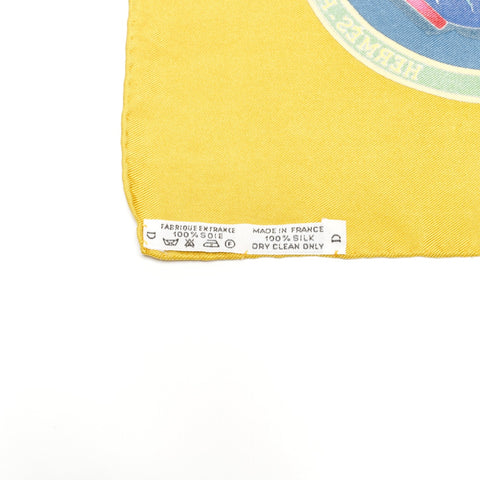 HERMES Silk Carre 90 Qu Importe le Flacon Perfume Bottle scarf yellow WS25096