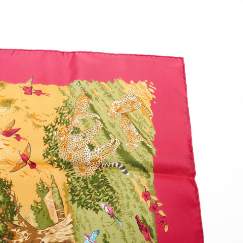 HERMES Silk Carr 90 Africa scarf Red WS25098