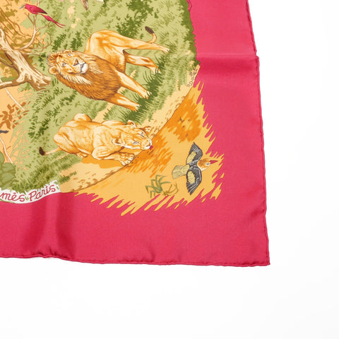 HERMES Silk Carr 90 Africa scarf Red WS25098