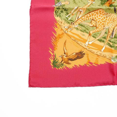 HERMES Silk Carr 90 Africa scarf Red WS25098
