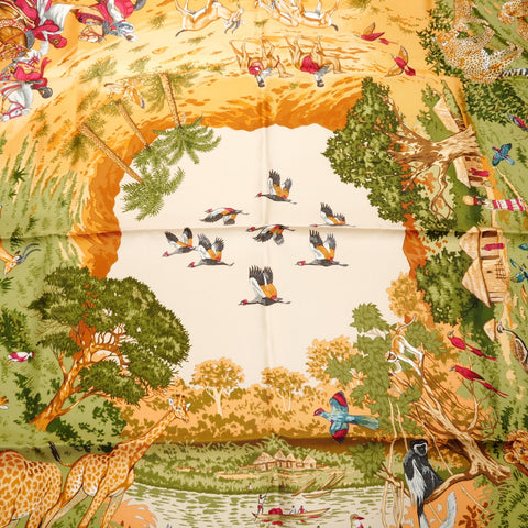 HERMES Silk Carr 90 Africa scarf Red WS25098