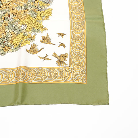 HERMES Silk Scarf 90 Legends of the Trees scarf green WS25099