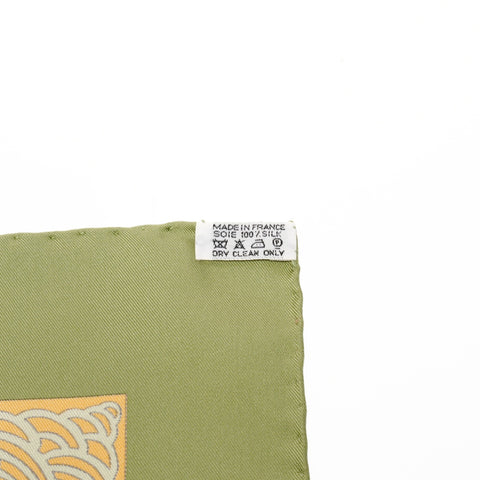 HERMES Silk Scarf 90 Legends of the Trees scarf green WS25099