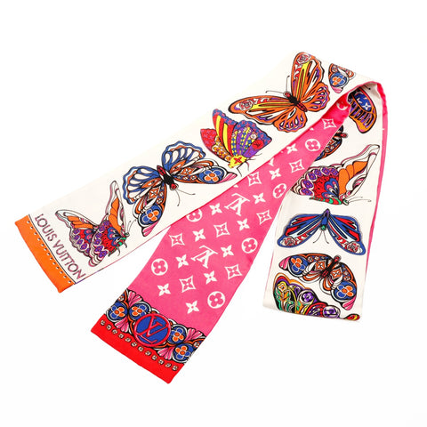 LOUIS VUITTON Bando World of Love Silk Butterfly scarf pink WS25101